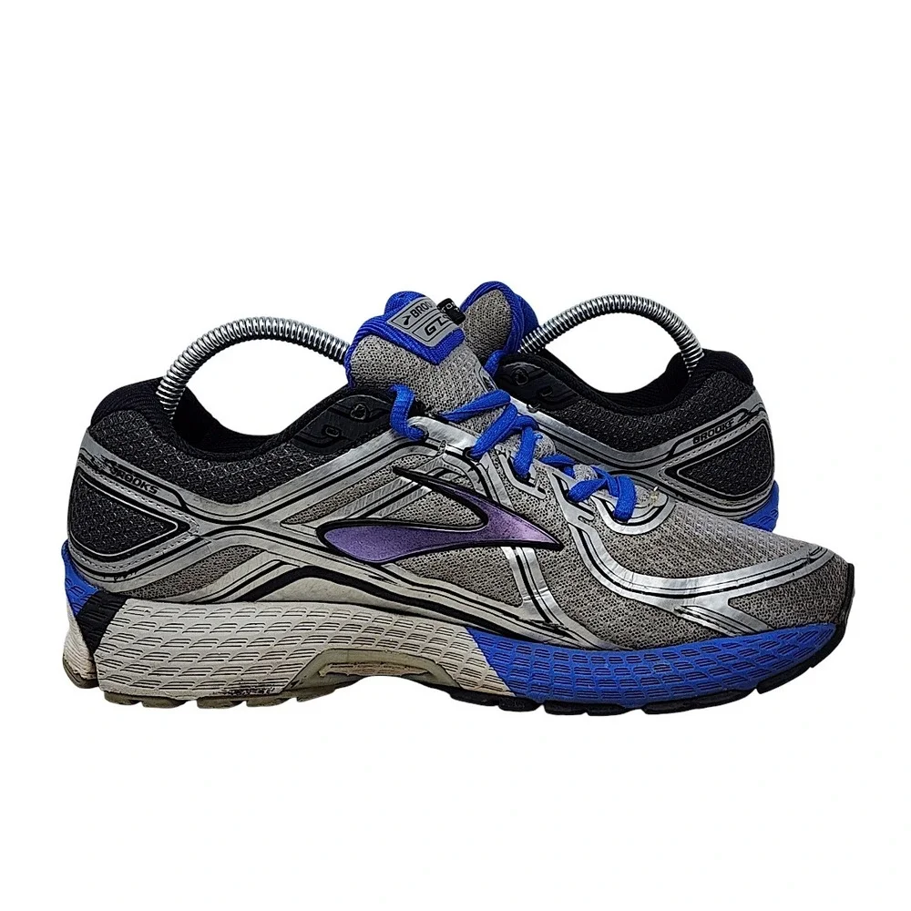 Brooks Adrenaline GTS 16 sz 9.5 Men Grey Blue Running Shoes 1102121D181 Athletic